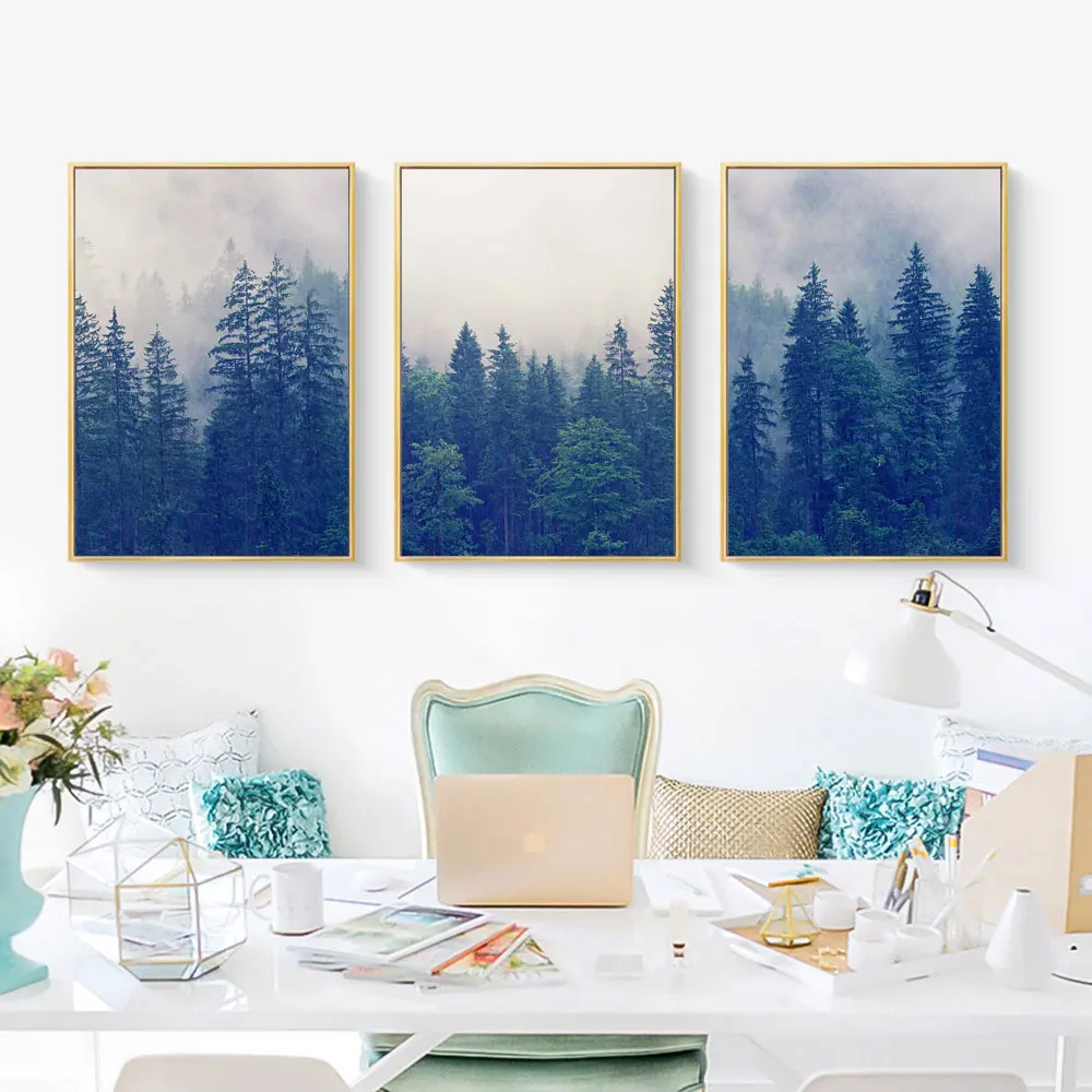 

Nordic Decoration Forest Landscape Modern Wall Art Canvas Painting Posters and Prints Wall Picture for Living Room Home Decor
