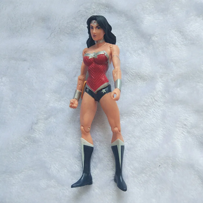 Wonder Woman 18 см чудо-женщина Бэтмен Аквамен фигурка супер герой киборг Лига Справедливости комиксы влюбленные ПВХ Модель игрушки - Цвет: Wonder Woman