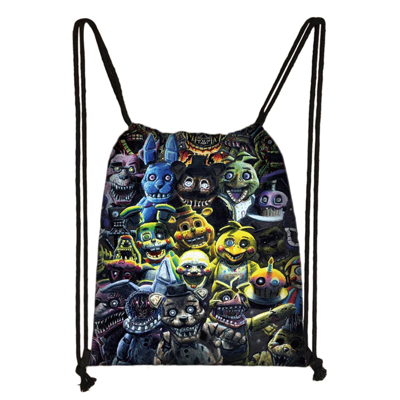 017 Five Nights At Freddy's Freddy Chica FNAF 3D Cartoon Kids Drawstring Backpack Shopping School Traveling Party Bags Gift - Цвет: 017