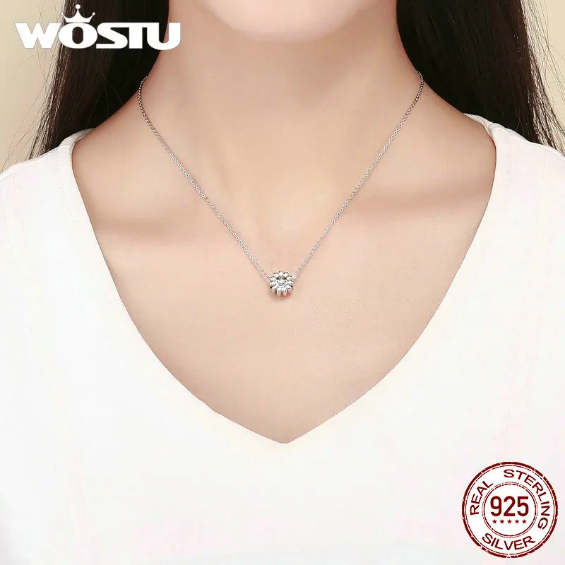 WOSTU подлинное серебро 925 пробы Lcuky Happy Sun Flower амулеты из бисера Подходит подлинный