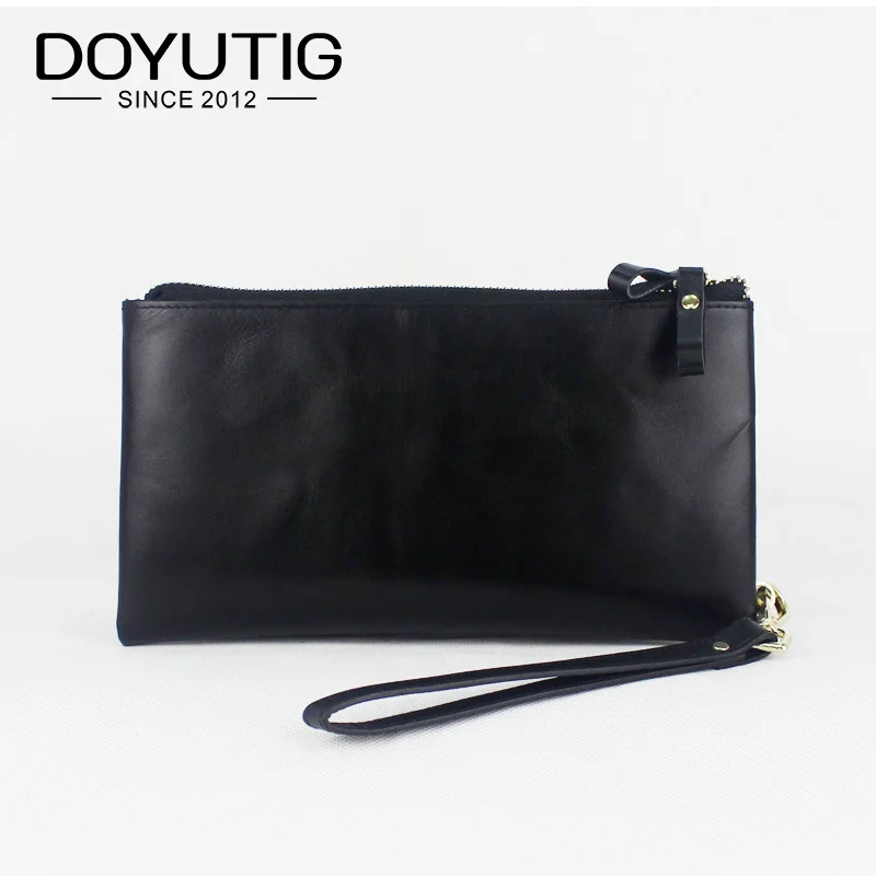 

Мужской брендовый Органайзер DOYUTIG, кошелек из натуральной кожи с двойной молнией, Длинный кошелек из коровьей кожи, многофункциональные кошельки, B055