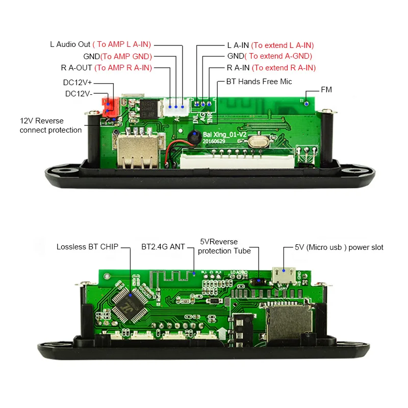 BT Hands Free L7809 регулятор напряжения DC-AC RCA аудио MP3 декодер плата Bluetooth MP3 декодирующая плата модуль TF FLAC AUX