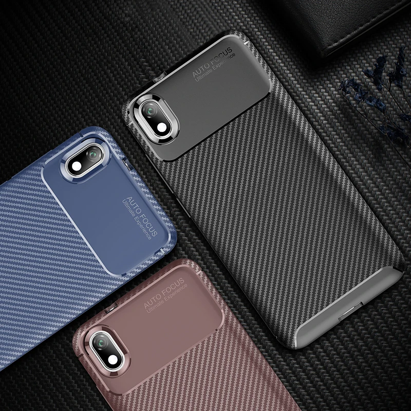 Armor Carbon Fiber Case For Xiaomi Redmi 7A Luxury Business Back Cover Xiomi 7a Soft Bumper TPU Fundas Coque |