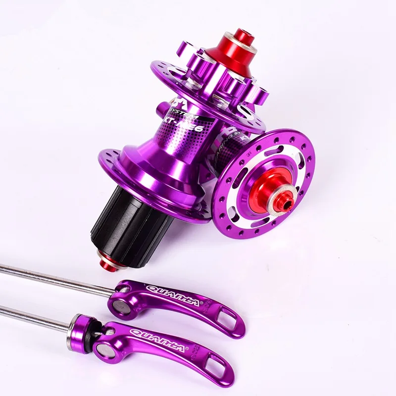 Purple9x100 10x135mm Велосипедная ступица, велосипедная ступица MTB, Ультралегкая горная велосипедная ступица 32H 9x100 мм/10x135 мм QR через 15x100 мм/12x142 мм ось для 8 9 10 11 скоростей - Цвет: Purple9x100 10x135mm
