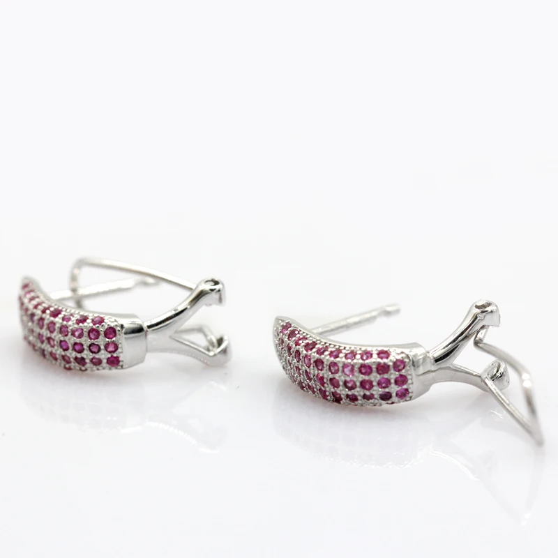 Серьги кольца из серебра 925 пробы с розовым фианитом|Серьги-кольца| |