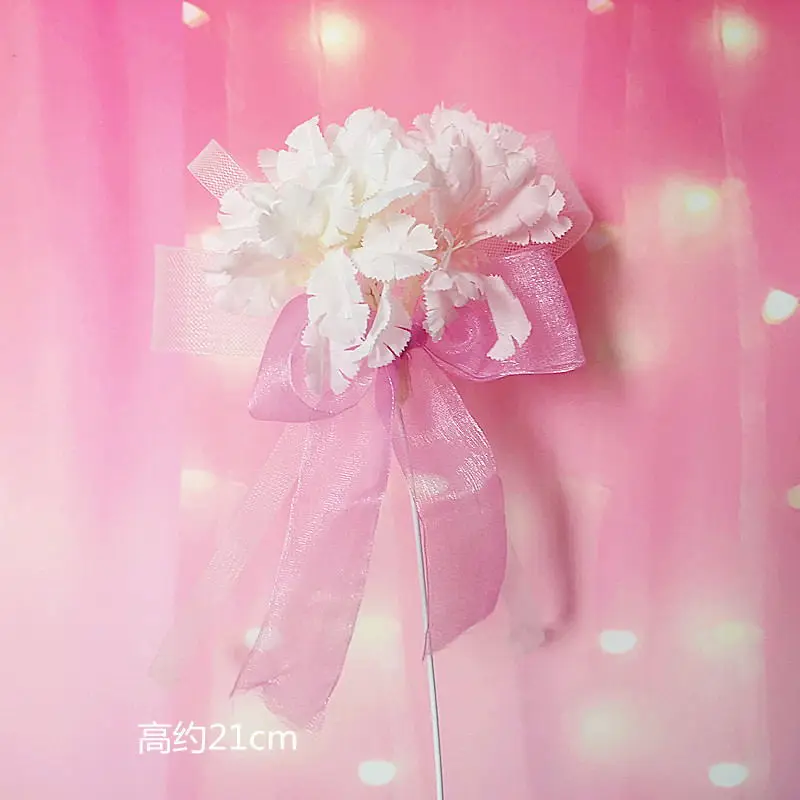 Pink white tassel Искусственные цветы розы гибискуса Торт Топперы Ins помолвка десерт украшения на День святого Валентина вечерние принадлежности прекрасный подарок - Цвет: Pink white tassel