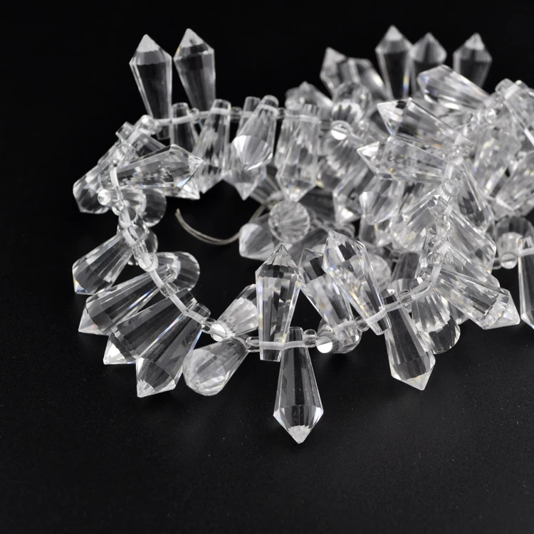 

Стеклянные хрустальные бусины 50 шт. 8х20 мм, форма капли, необычный камень, заостренные кристаллы, белые/прозрачные цвета для изготовления юв...