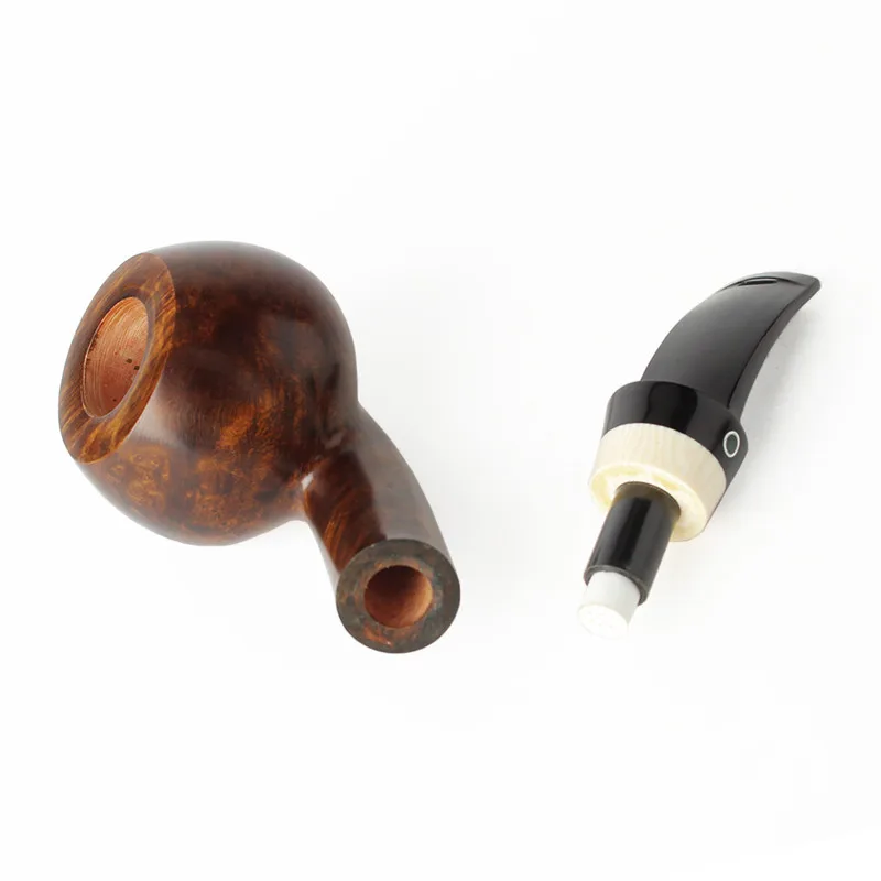 

MUXAING Saddle bent style Briar wood Tobacco pipe Smoking pipes with 9mm ivory imitation rings aa0131s