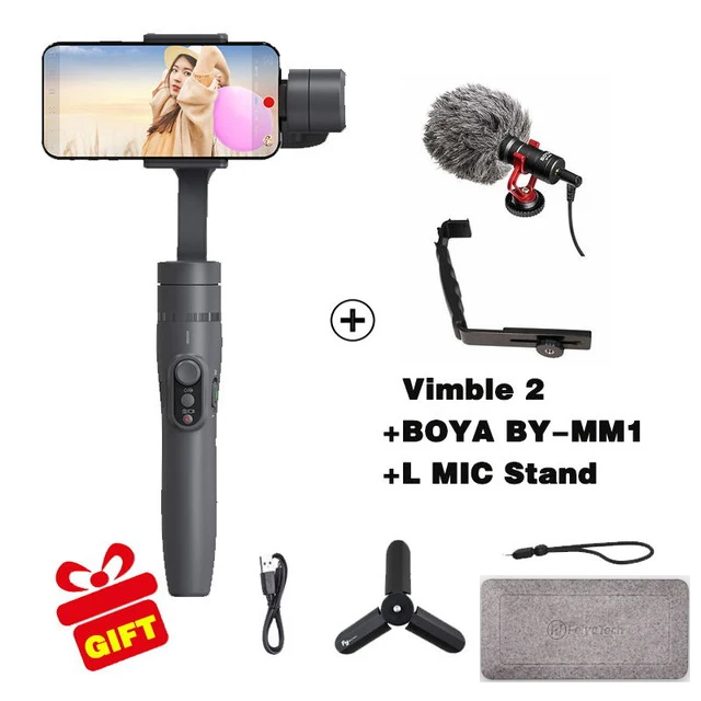 with L blacket Micro Feiyutech Vimble 2 3-осевой шарнирный стабилизатор для смартфона карданный стабилизатор с удлинитель Полюс для iPhone X XS 8 7 6 PK freevision vilta м - Цвет: with L blacket Micro