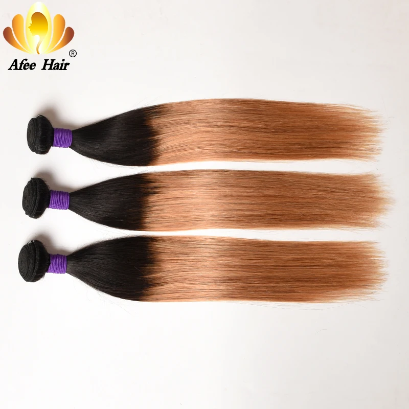 Али Afee волос предварительно цветной пучок пакет Remy волосы #1b/27 бразильские Прямые