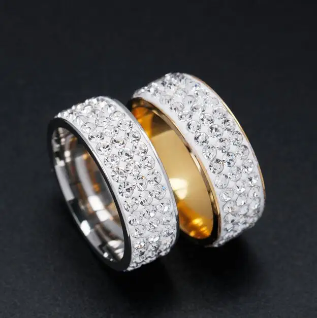 Кольца из нержавеющей стали с цирконом 2 ряда 3 30 шт. |