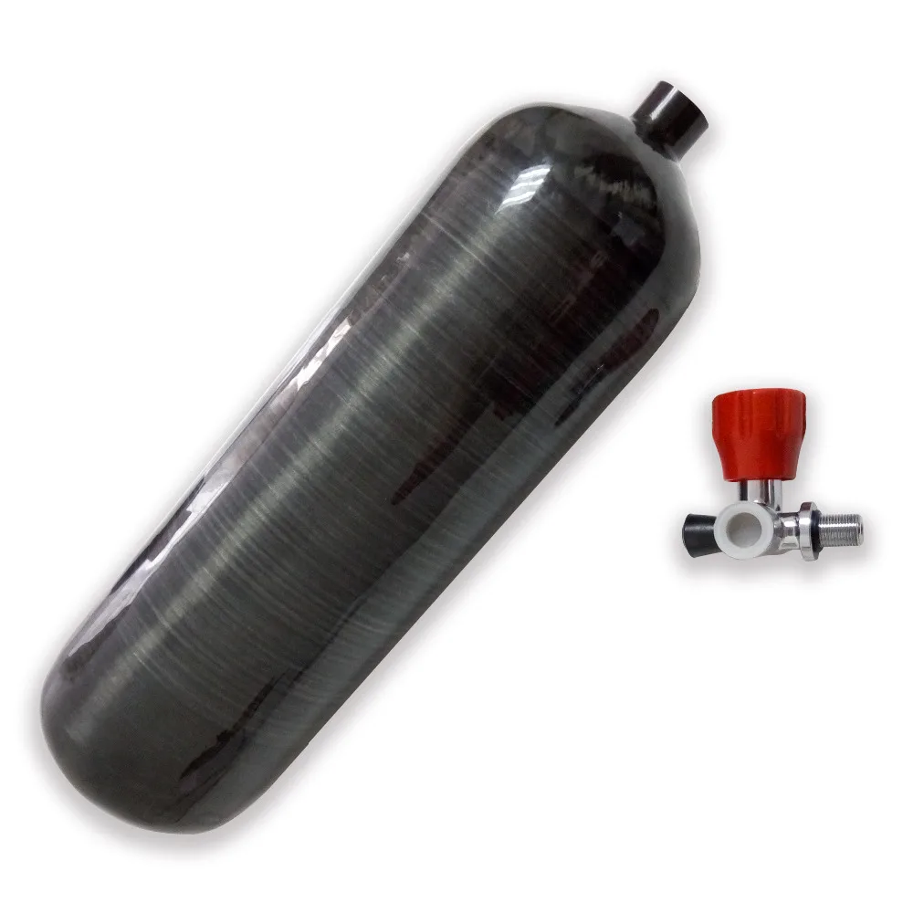 AC36811 Acecare Pcp Air Gun Black Carbon Fiber Cylinder 6.8L GB 300bar Paitnball Tank With Air Valve