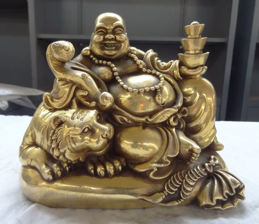 Wang671115725 + 10 &quotКитай Латунь RuYi Богатство YuanBao Монета Счастливый Будда Майтрея