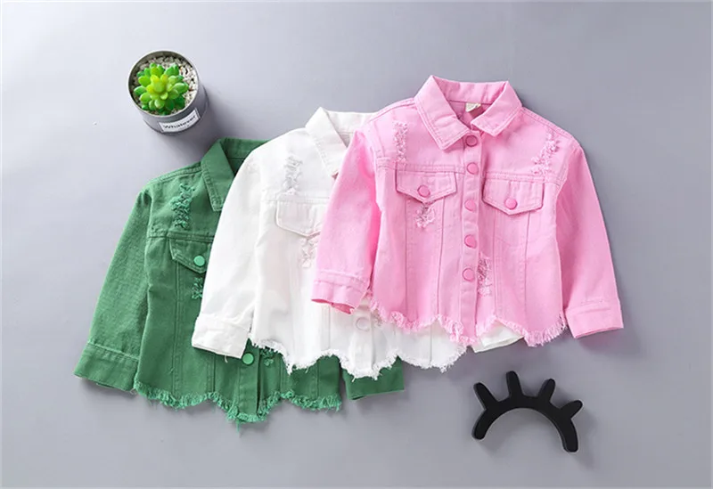 Colorful Childhood Casual Baby Girls Coats New Autumn Tops toddler Kids denim Jacket Outerwear Children Clothing Christmas | Детская