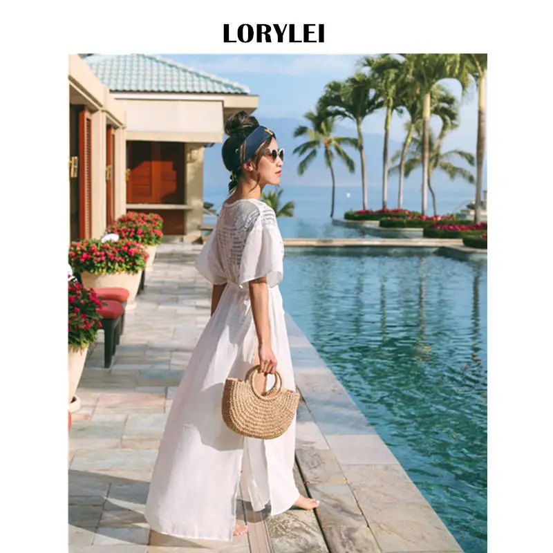 Женское прозрачное пляжное платье-парео прозрачная туника из шифона Длинная