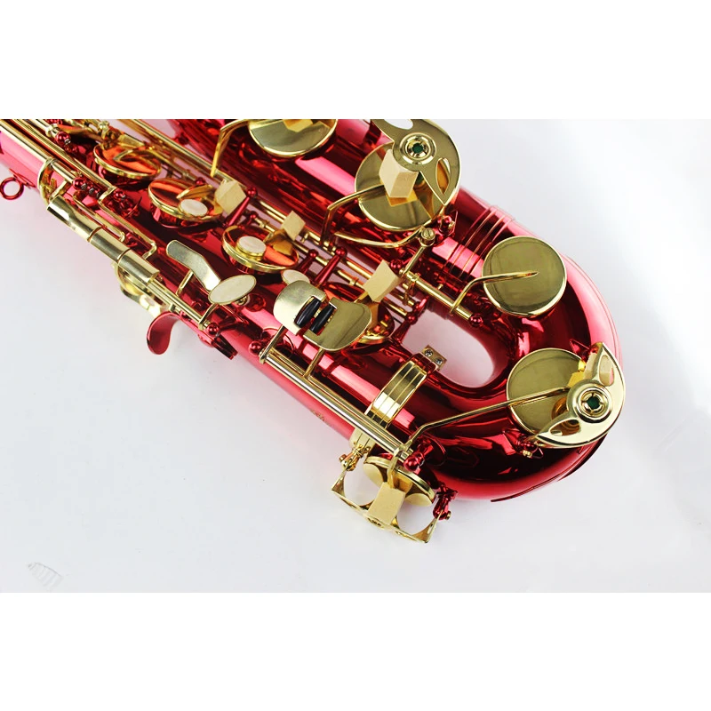 B flat альт саксофон поверхность красные лаковые Золотые ключи Sax Музыкальные