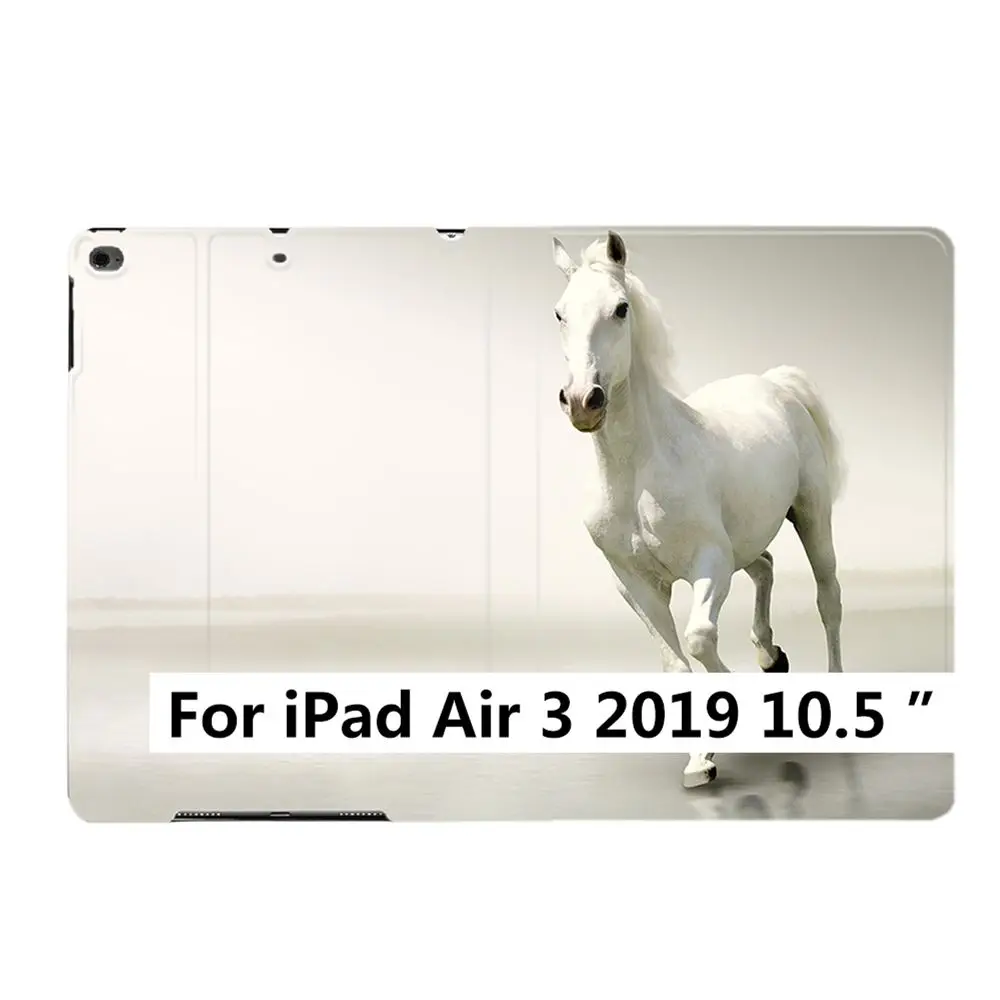 For iPad Air 3 2019 Для iPad Air 1 2 3 9," 5 6 7th 10,2" 10," PRO Mini 4 5 животных Белый бегущего коня из искусственной кожи Стенд смарт-чехол Крышка - Цвет: For iPad Air 3 2019