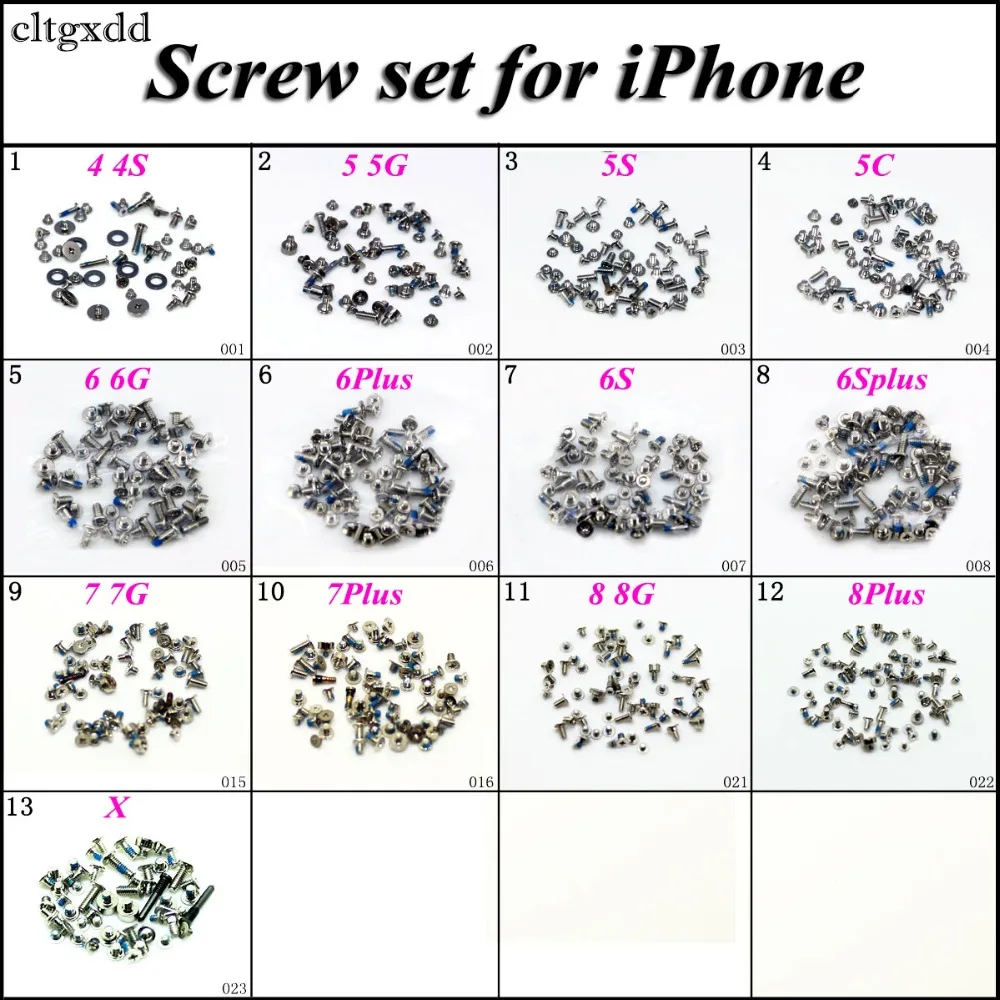 Cltgxdd полный комплект винтов Полный с 2 нижними винтами Замена для iPhone 6 6s plus 7 8 8P X