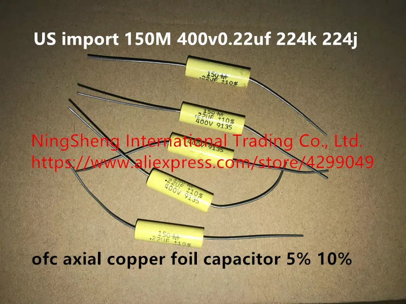 

Оригинальный новый 100% 150 м 400v0.22uf 224k 224j ofc осевой медный фольгированный конденсатор 5% 10% (индуктор)