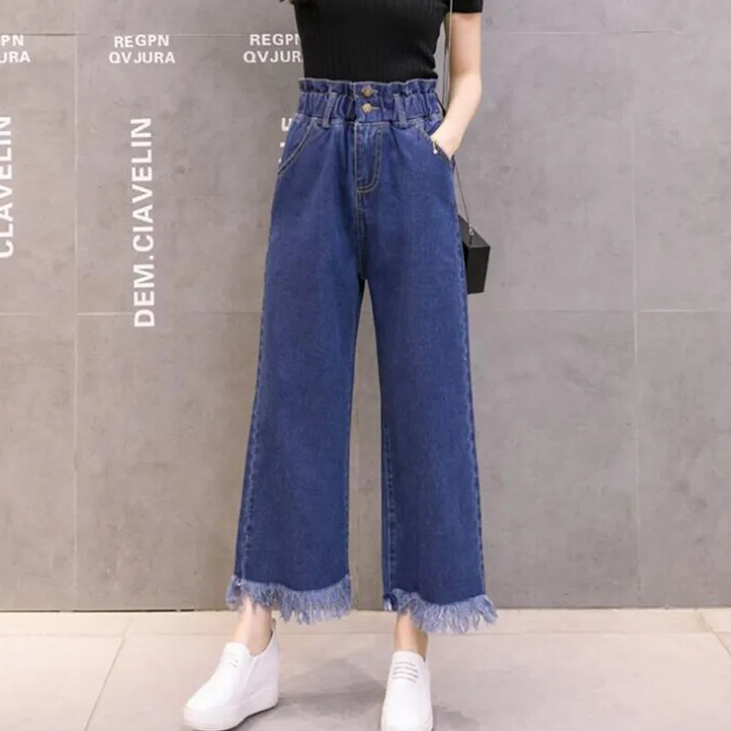 Новое поступление Женские Широкие джинсовые штаны новые уличные синие узкие с