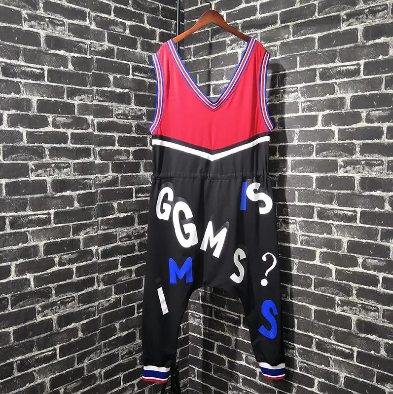 Уникальный Стиль Для женщин Playsuit Письмо печати Комбинезоны уличная панк