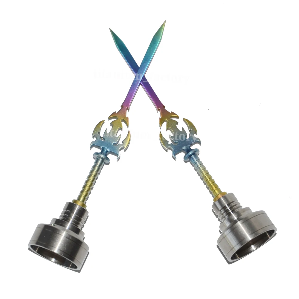 Титановый гвоздь Dab инструмент для резьбы GR2 14/18 мм Carb Cap Sword Dabber|Трубки и