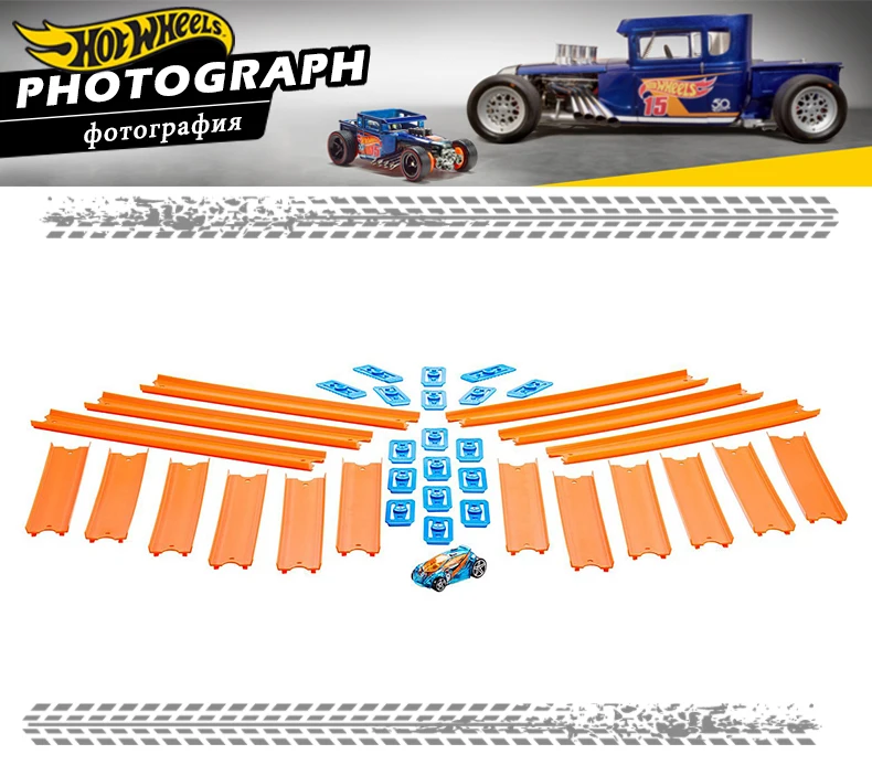 Hot Wheels трек игрушка строитель прямой с литой машиной соединиться с другими hotwheels трек BHT77 Brinquedo pista для Gif