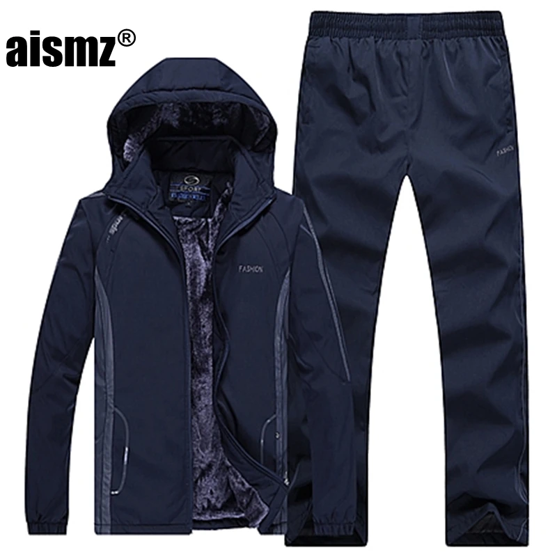 Aismz мужские комплекты спортивной одежды Moleton бархатный мужской костюм с