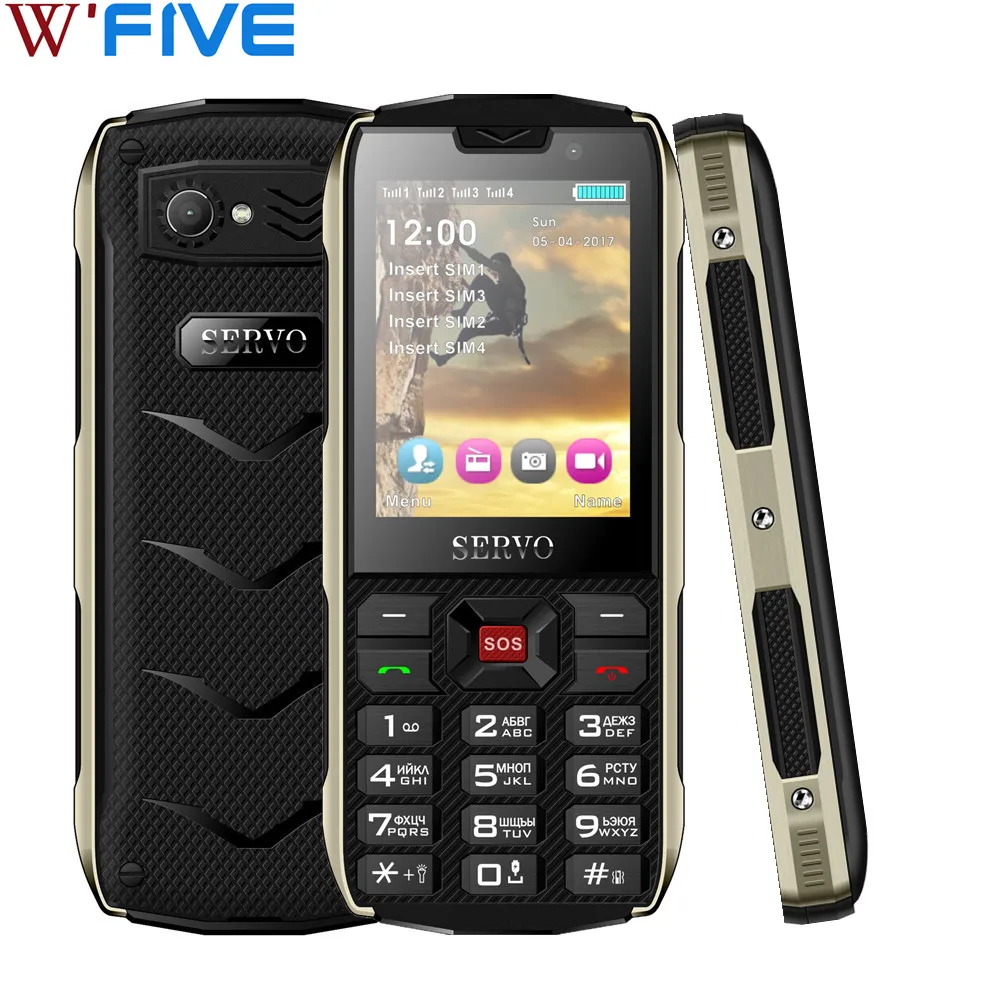 Мобильный телефон SERVO H8, 2,8 дюйма, 4 sim-карты, 4 режима ожидания, Bluetooth, фонарик, GPRS, внешний аккумулятор, телефоны, русская клавиатура, мобильный телефон