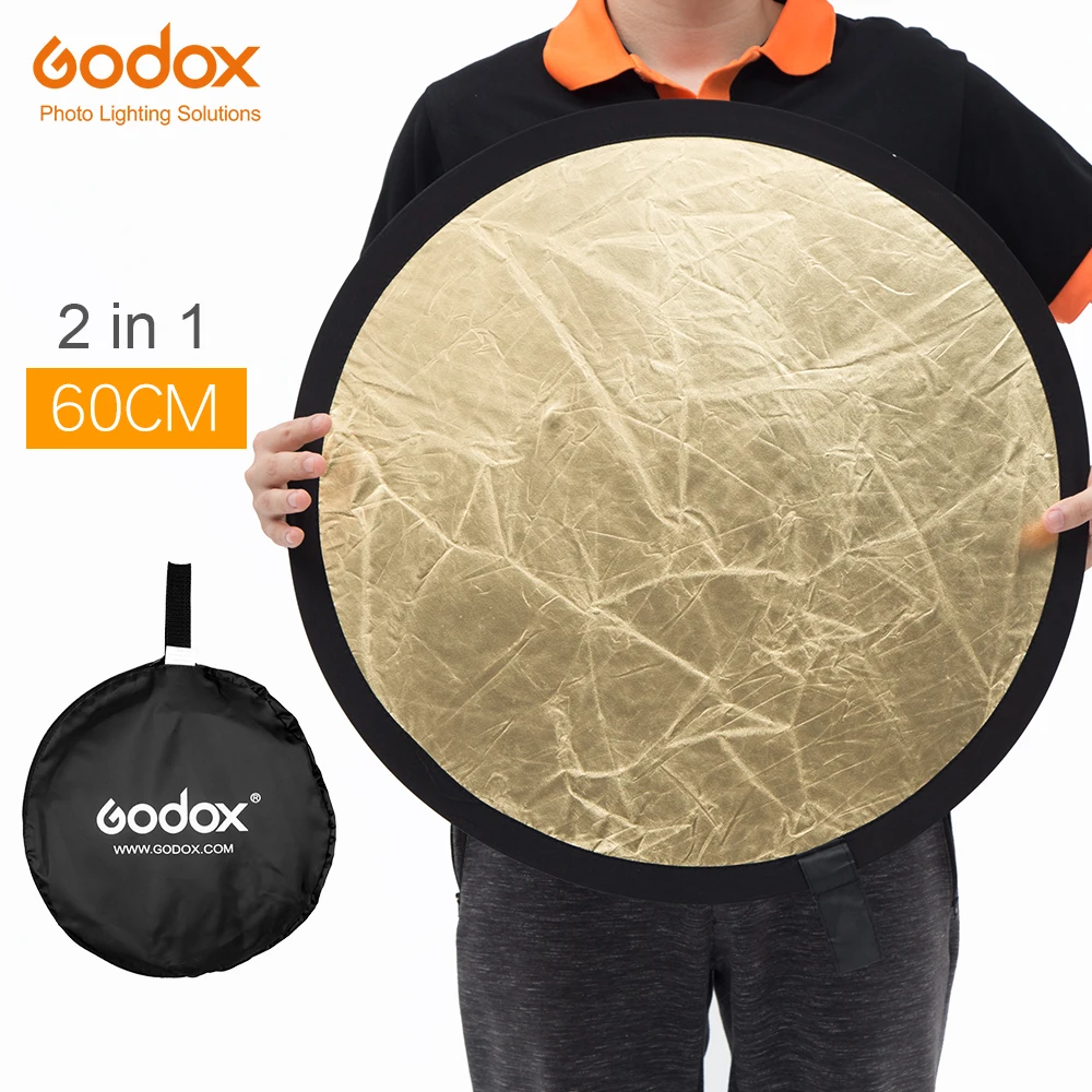 Godox 60 см 24 &quot2 в 1 золотой и серебряный отражатель для фотосъемки складной