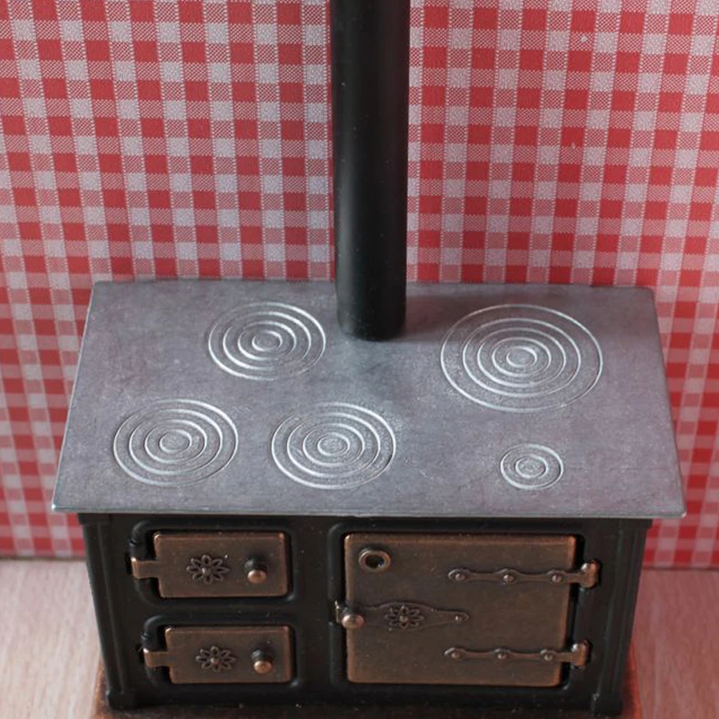 

A01-X145 children baby gift Toy 1:12 Dollhouse mini Furniture Miniature baby alloy black stove 1pcs
