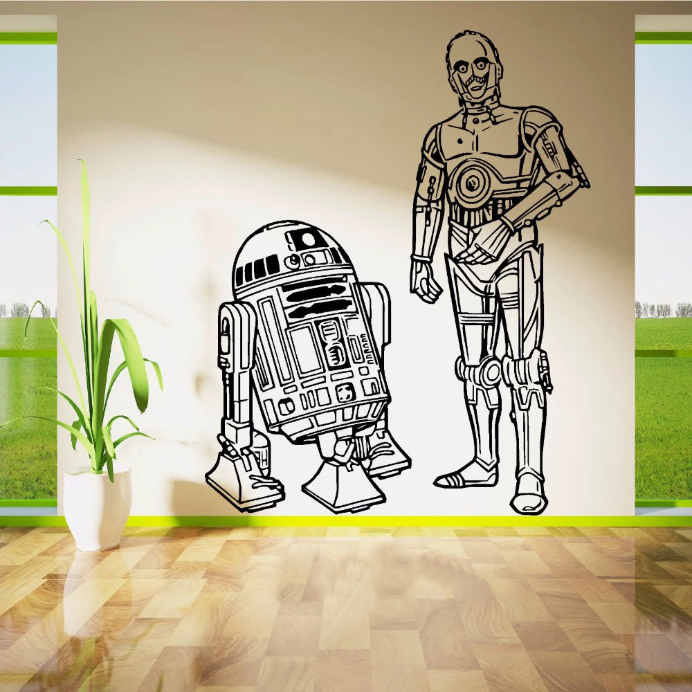 R2D2 и C3PO дроидов DUO Фильм Виниловые Наклейки на стены искусства стикер наклейка