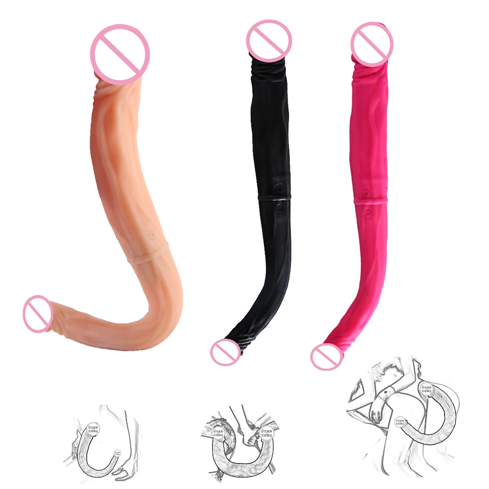 Длинный двойной фаллоимитатор вибратор с двойным проникновением искусственный