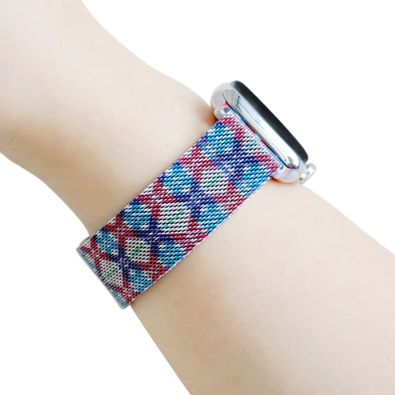 Миланская петля, черный, красный дизайн, для Apple Watch, 42 мм, полосы серии 3, металлическая лента, бразильский ремешок, 40 мм, 44 мм, для Iwatch 4
