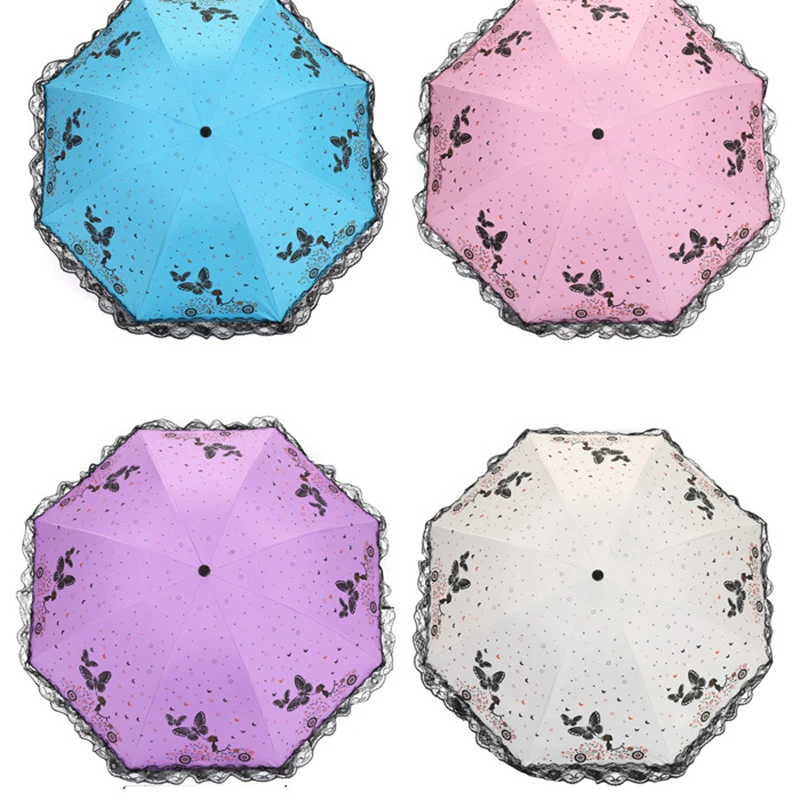 

YADA Butterfly Beauty Princess Umbrella Rain Women uv Black Coating Umbrella High Quality Brand Windproof Lace Umbrellas YS083