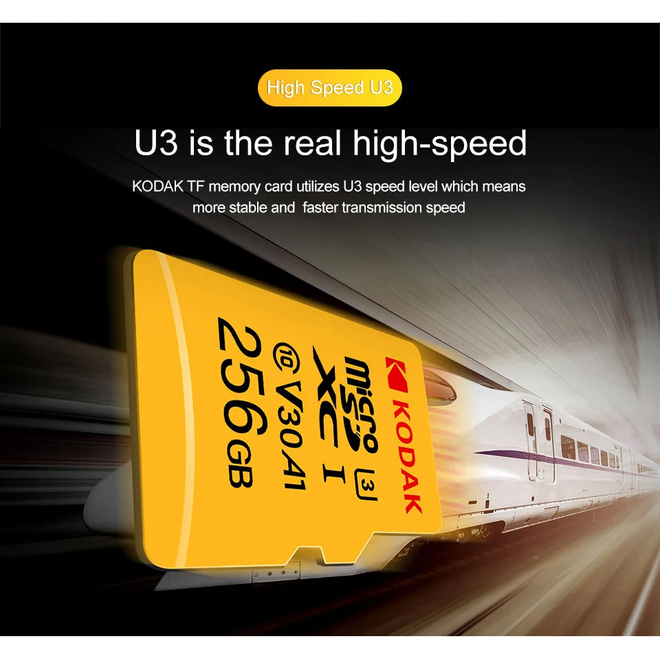 Kodak U3 V30 U1 класс 10 MicroSD XC SDHC sd карта памяти TF флэш-карта 512 ГБ 256 ГБ 128 Гб 64 ГБ 32 ГБ 16 ГБ для мобильного хранения видео