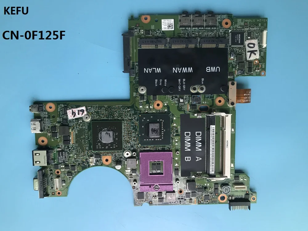 Материнская плата KEFU для ноутбука Dell XPS M1530 CN 0F125F PGA478 DDR2 965PM 100% полностью