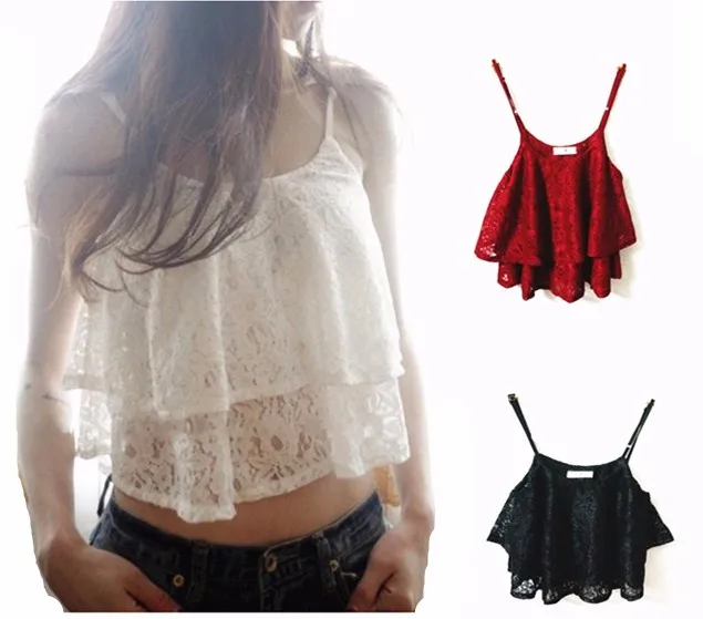 Кроп топ женский трикотажный с V образным вырезом и оборками|tank vest|black crop topblack cropped