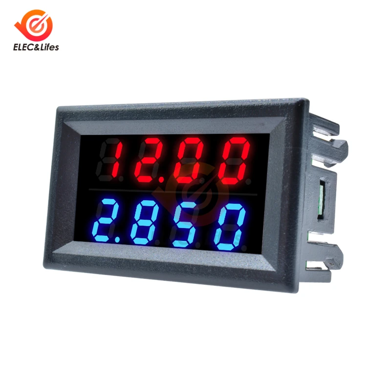 Мини цифровой вольтметр Амперметр постоянного тока 200V 100V 10A 4-разрядный 5 проводов точность напряжения тока метр тест Power Supply двойной светодиодный дисплей