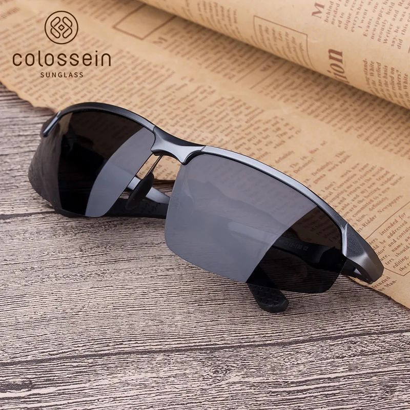 COLOSSEIN Cool Black Color Sunglasses Men Driving Glasses Square Polarized Gradient Sun Sports Goggles Eyewear UV400 | Аксессуары для