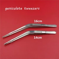 medical stainless steel geniculate tweezers otology use curved tweezers aural forceps ear wax cleaner earpick nasal cavity