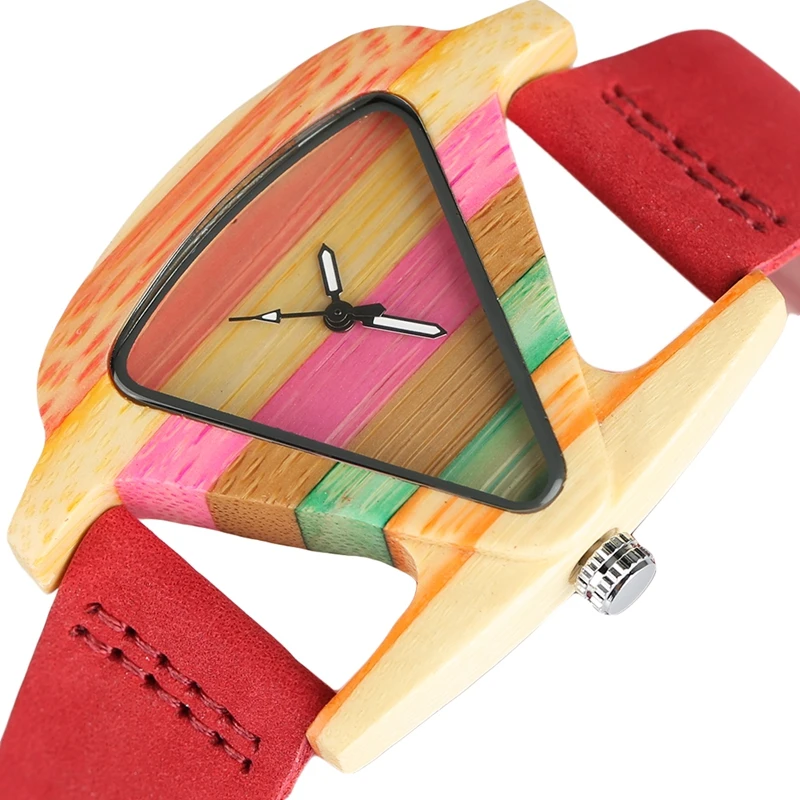 

Creative Women Watches Environment Irregular Colourful Design Quartz Watch Woman's Ladies Bamboo Wristwatches relogio feminino