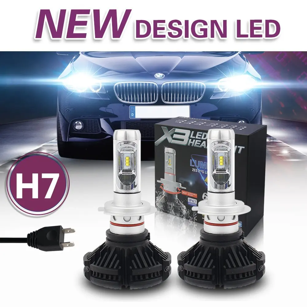 2X H7 светодиодная фара H/6000LM DC9 32V ультра яркая лампочка освещения для автомобиля