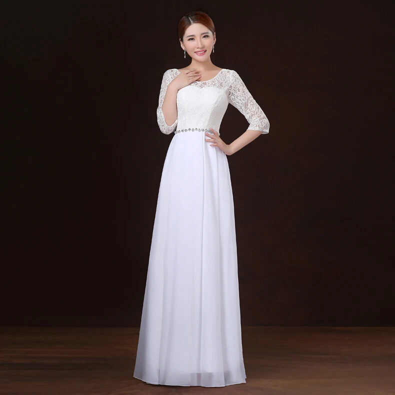 Скромные рукава Цвет синий красный Шифоновые скромные платья подружки невесты