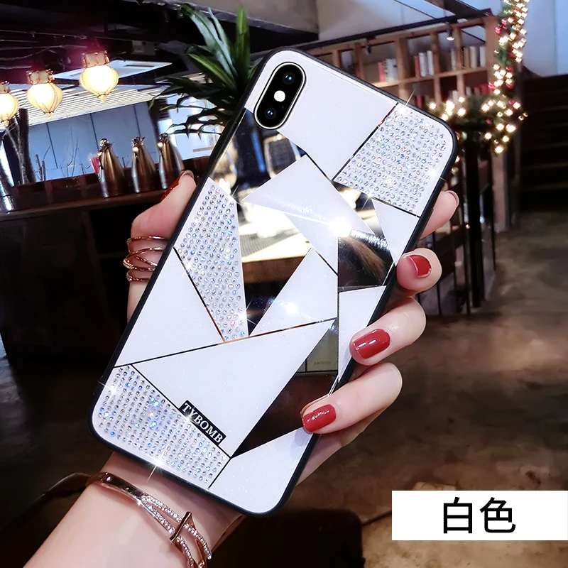AA2 ONEPLANT роскошное творческое зеркало ромб чехол для iPhone X XR XS MAX 6 S Чехол для iPhone 7 8 Plus Модный чехол для бурения воды - Цвет: AA2