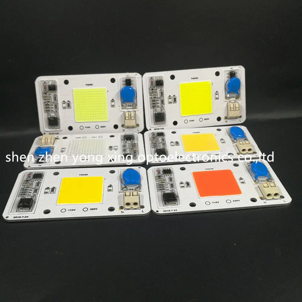 Затемнения светодиодный COB лампы Чип диод 50 Вт AC110V 220V Вход Smart IC драйвера