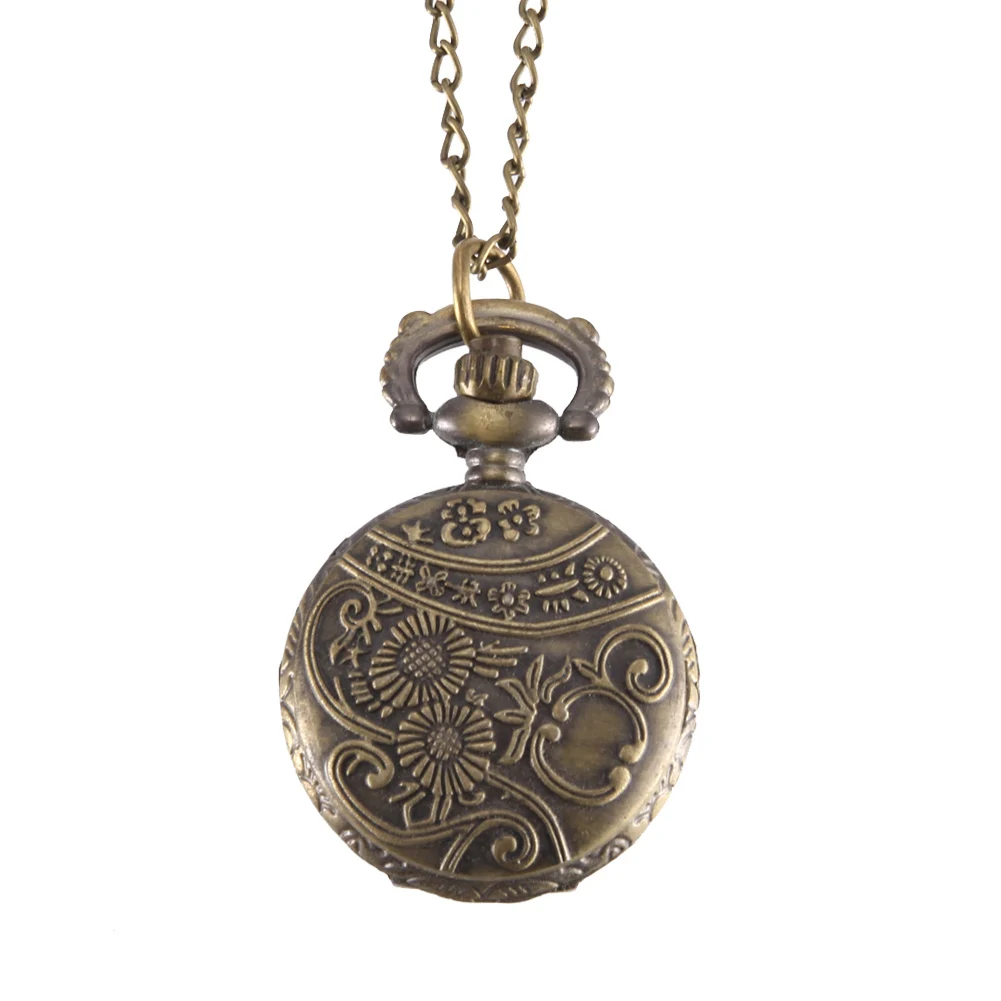 

Vintage Pocket Watch Bronze Color Quartz Watch Cool Chain Skull Pattern Watches LXH