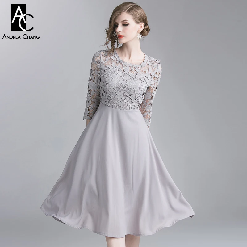 S-XXL, дизайнерское женское платье, ажурное, цветочный узор, вышивка, кружевной верх, серое платье, модное, винтажное, вечерние, для мероприятий, длинное платье