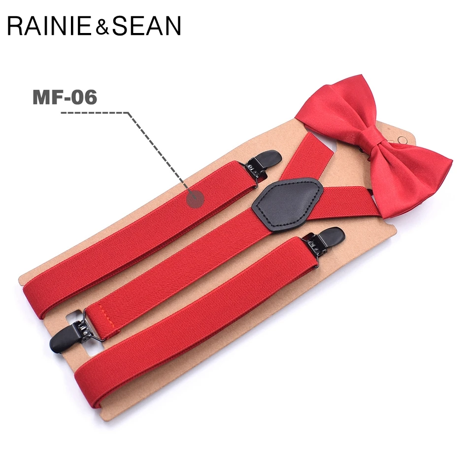 RAINIE SEAN/мужские подтяжки галстук бабочка однотонные черные унисекс Y Back штаны для взрослых подтяжки для мужчин и женщин свадебный галстук набор на подтяжках