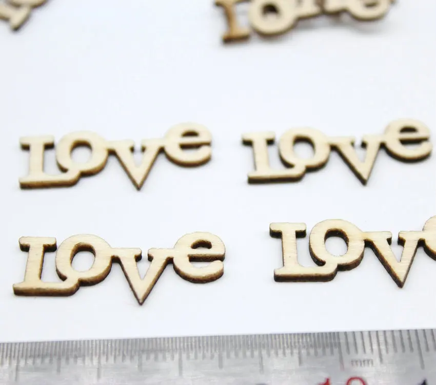 20 шт. рукопись Love Wood Sign Art деревянный знак Свадебный декор Набор diy для юбилея 28 мм